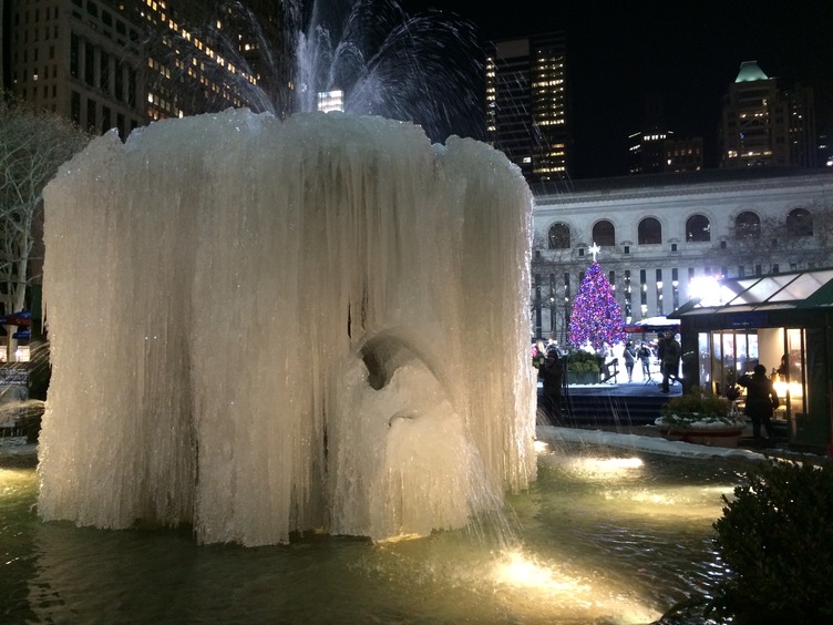 Frozen Water Fountain at Bryant Park